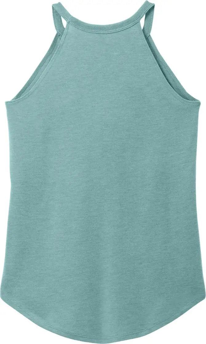 District Dt137l Women’s Perfect Tri Rocker Tank - Heathered Eucalyptus Blue - Ladies Xs