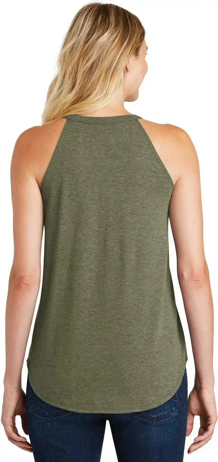 District Dt137l Women’s Perfect Tri Rocker Tank - Military Green Frost