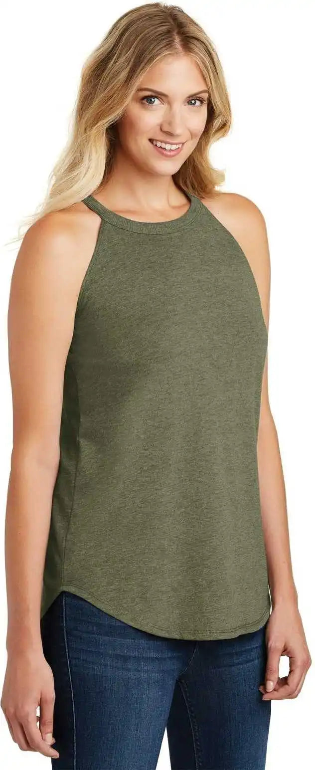 District Dt137l Women’s Perfect Tri Rocker Tank Military Green Frost