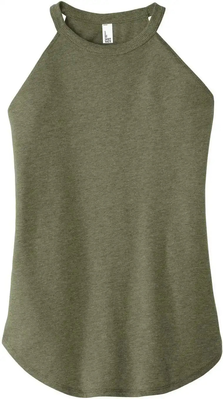 District Dt137l Women’s Perfect Tri Rocker Tank Military Green Frost