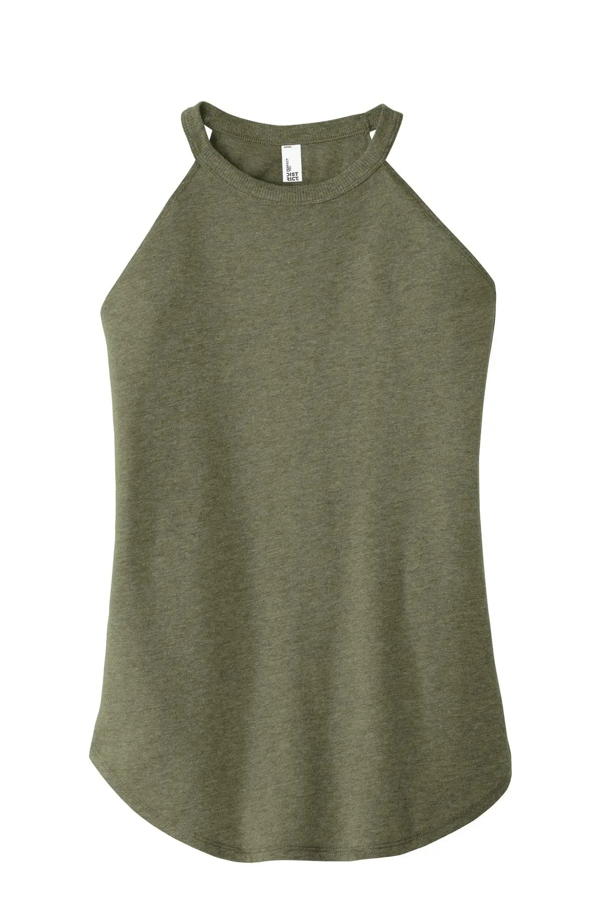 District Dt137l Women’s Perfect Tri Rocker Tank - Military Green Frost