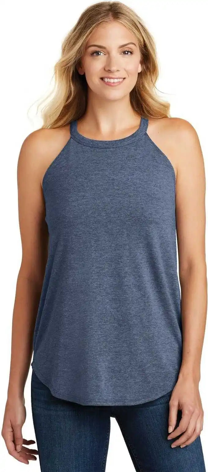 District Dt137l Women’s Perfect Tri Rocker Tank - Navy Frost