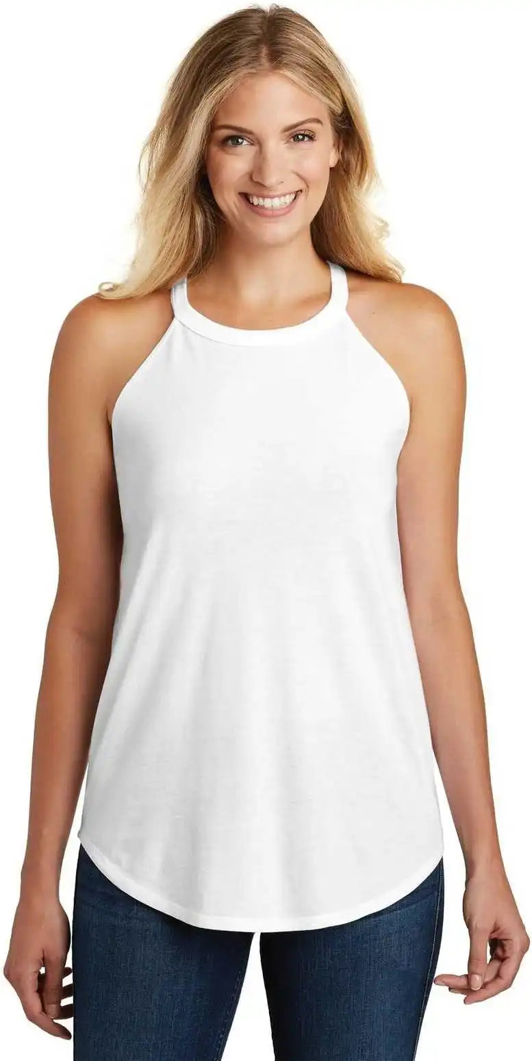 District Dt137l Women’s Perfect Tri Rocker Tank - White