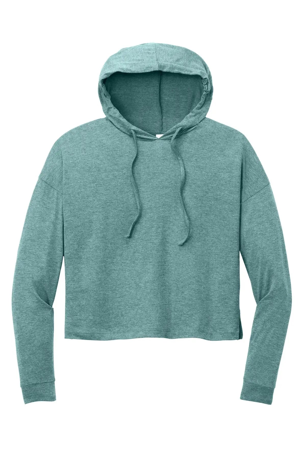 District Dt1390l Women’s Perfect Tri Midi Long Sleeve Hoodie - Heathered Eucalyptus Blue