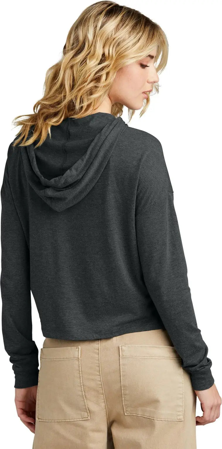 District Dt1390l Women’s Perfect Tri Midi Long Sleeve Hoodie - Black Frost