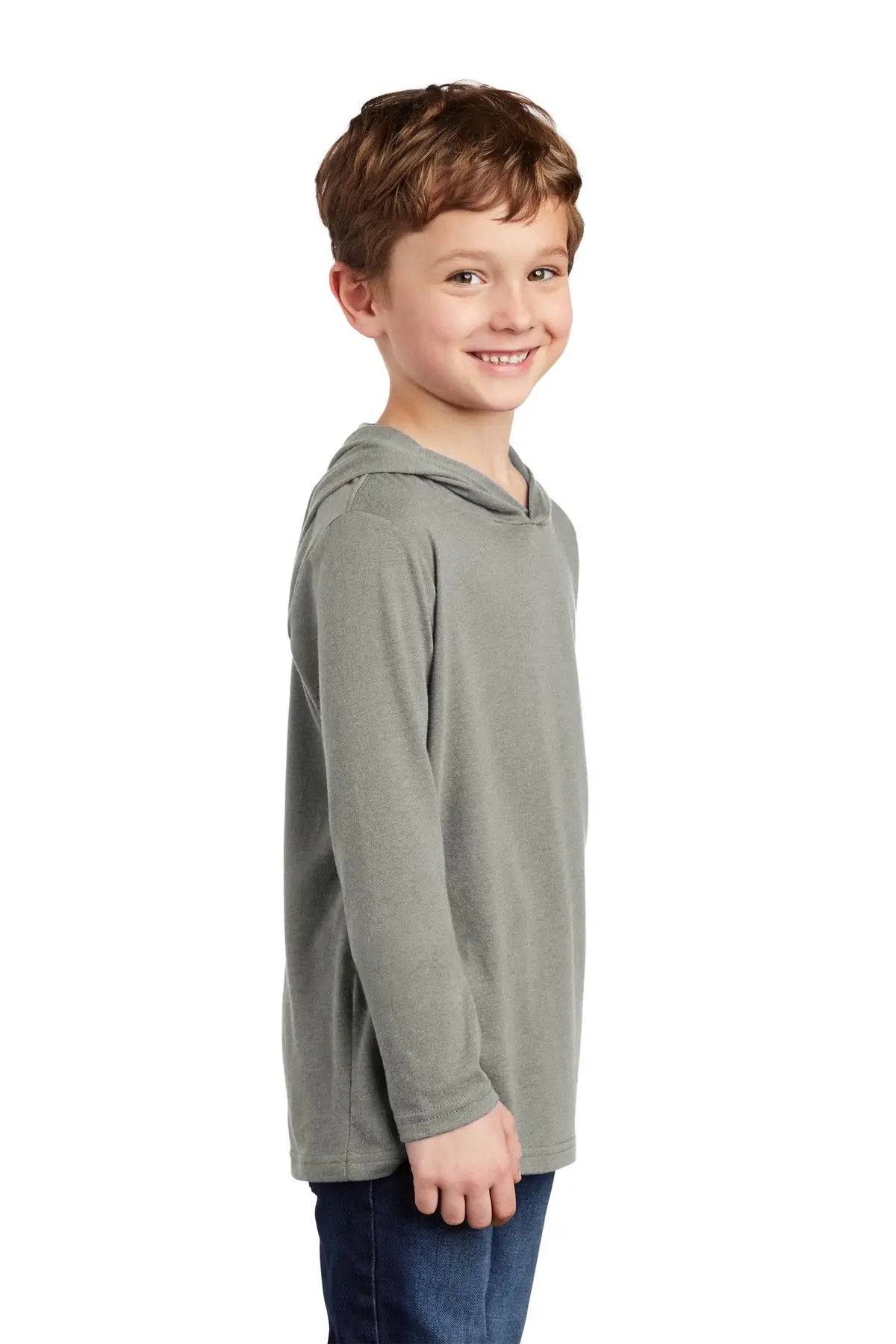 District Dt139y Youth Perfect Tri Long Sleeve Hoodie - Gray Frost