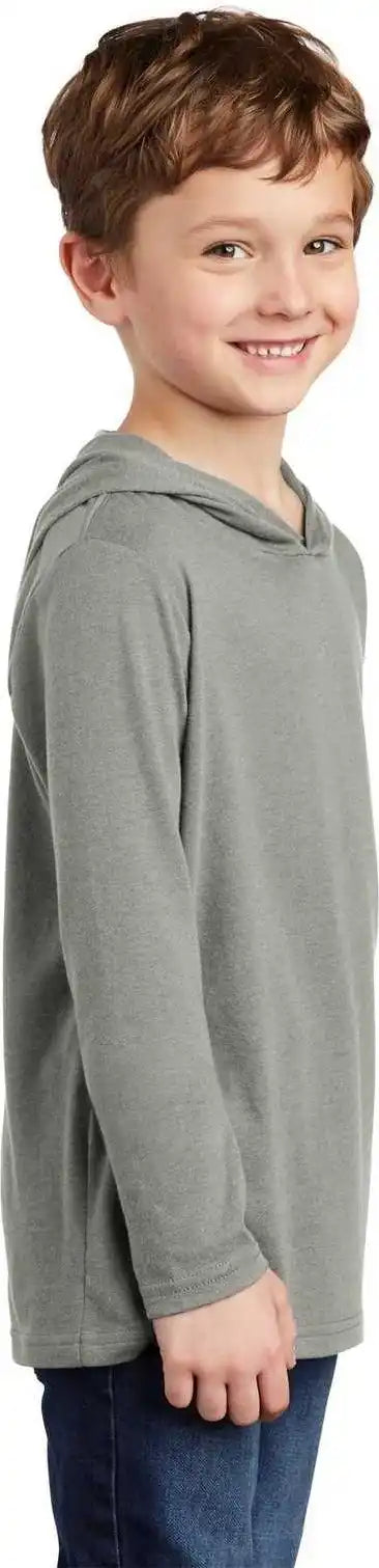 District Dt139y Youth Perfect Tri Long Sleeve Hoodie Gray Frost