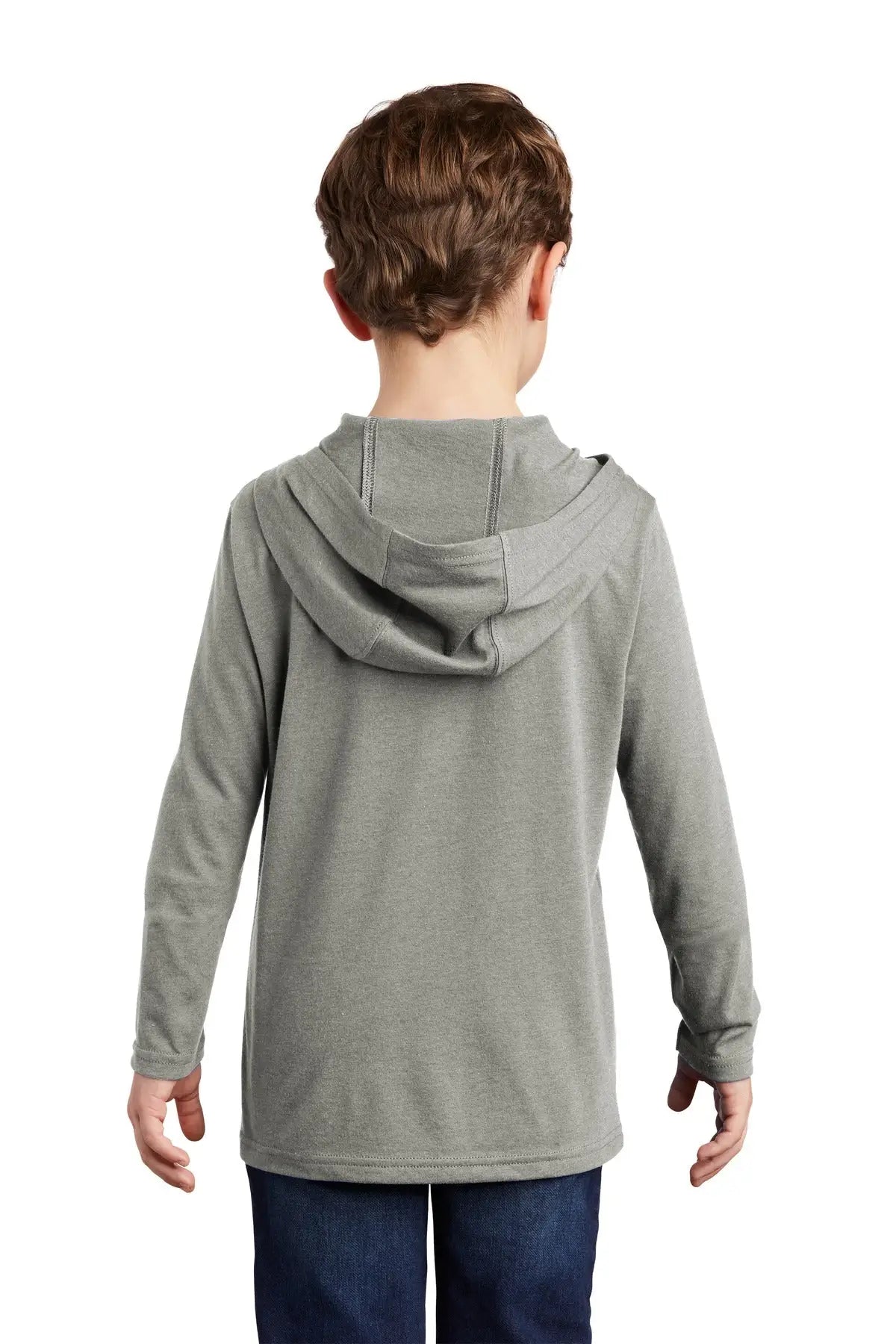 District Dt139y Youth Perfect Tri Long Sleeve Hoodie - Gray Frost