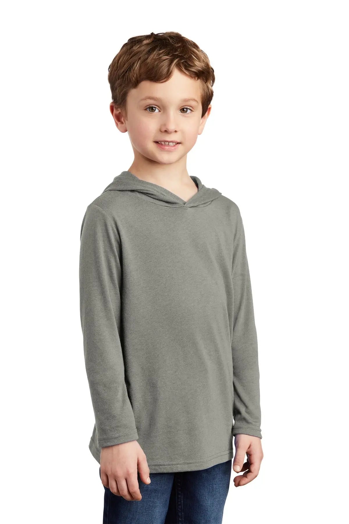 District Dt139y Youth Perfect Tri Long Sleeve Hoodie - Gray Frost