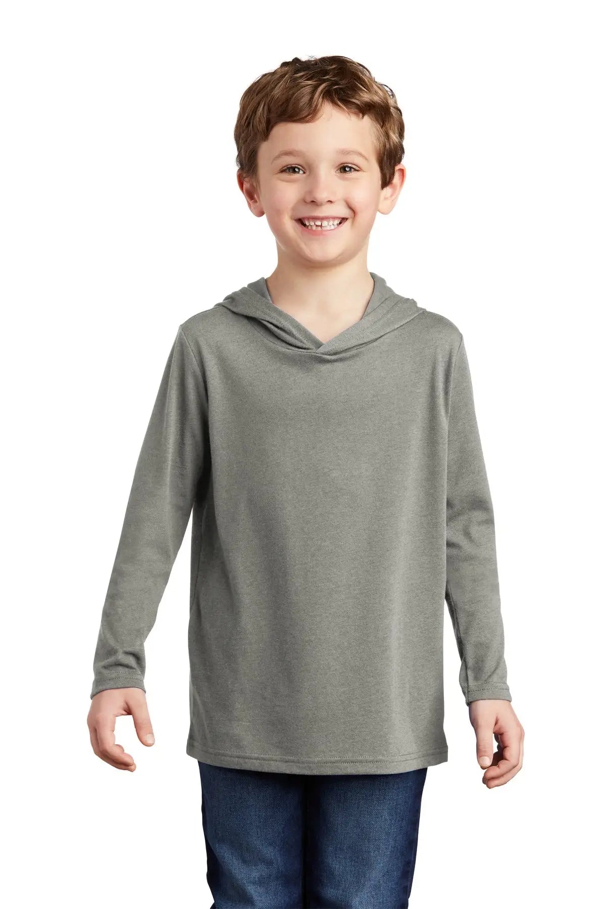 District Dt139y Youth Perfect Tri Long Sleeve Hoodie - Gray Frost - Xs