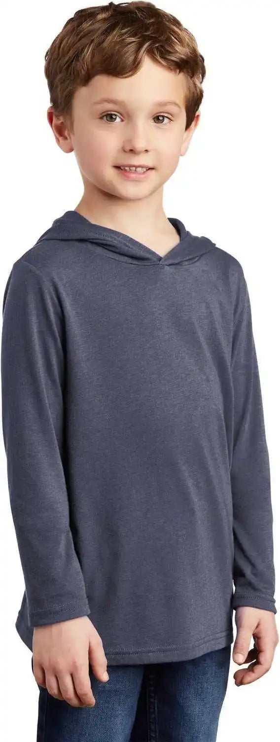 District Dt139y Youth Perfect Tri Long Sleeve Hoodie Navy Frost
