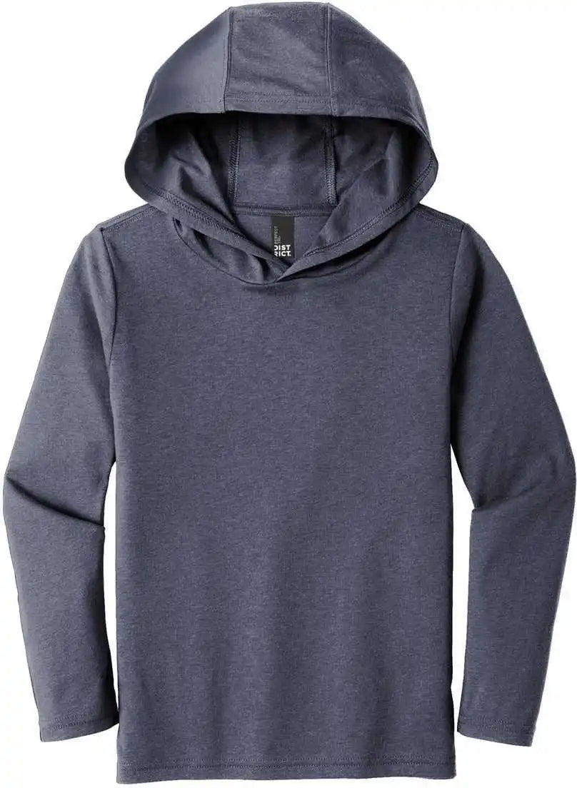 District Dt139y Youth Perfect Tri Long Sleeve Hoodie Navy Frost