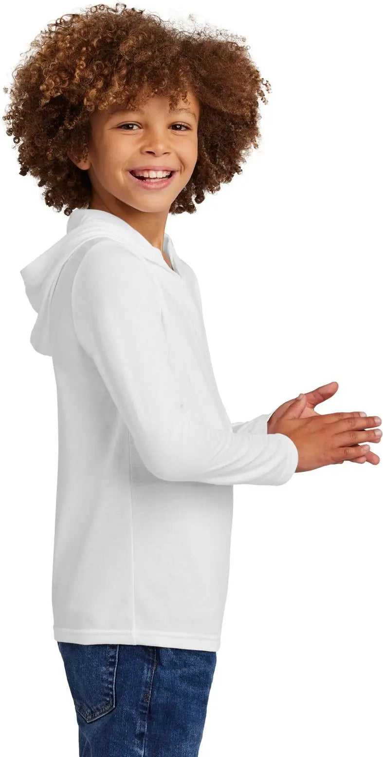 District Dt139y Youth Perfect Tri Long Sleeve Hoodie - White