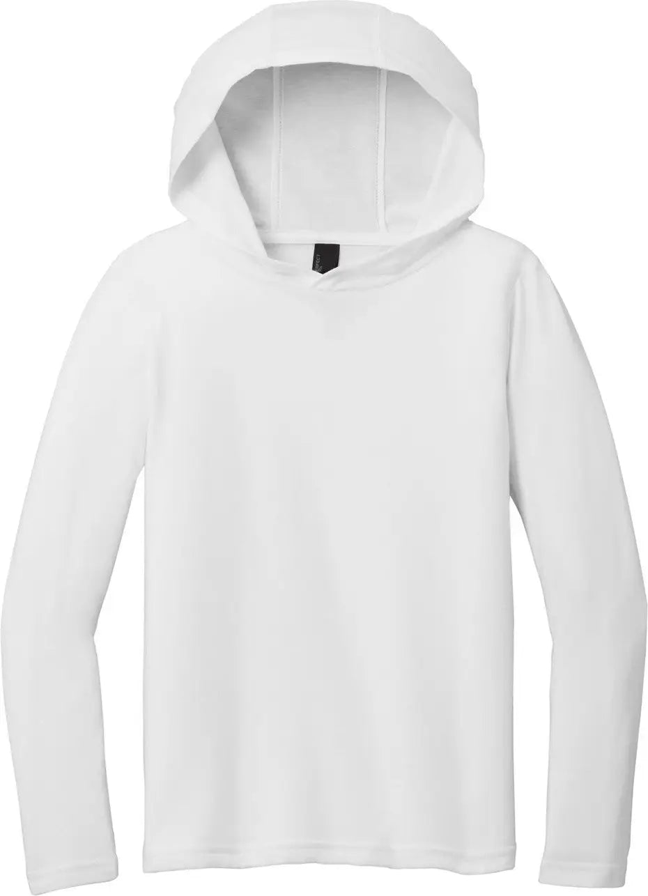 District Dt139y Youth Perfect Tri Long Sleeve Hoodie - White