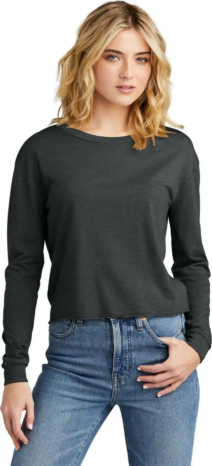 District Dt141 Women’s Perfect Tri Midi Long Sleeve Tee - Black Frost