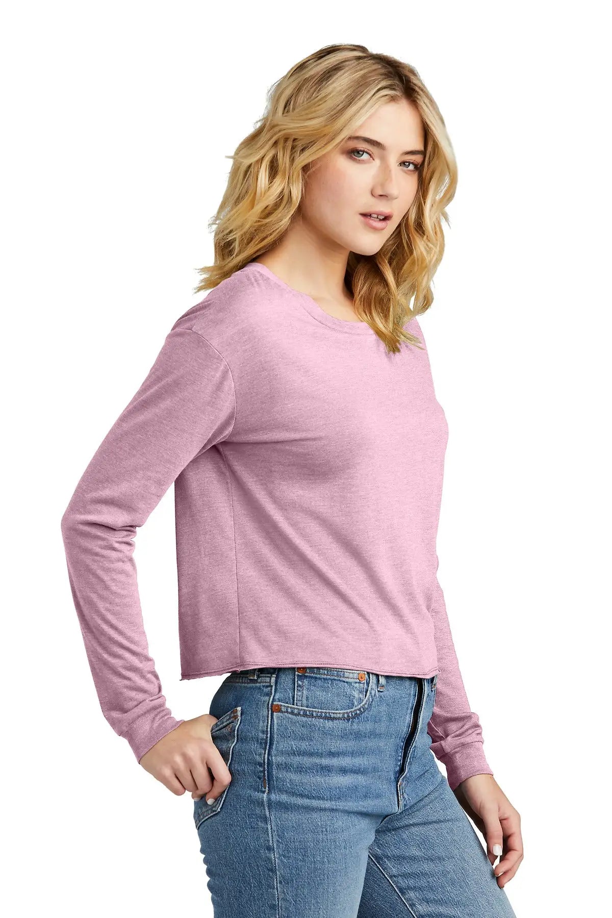 District Dt141 Women’s Perfect Tri Midi Long Sleeve Tee - Wisteria Heather