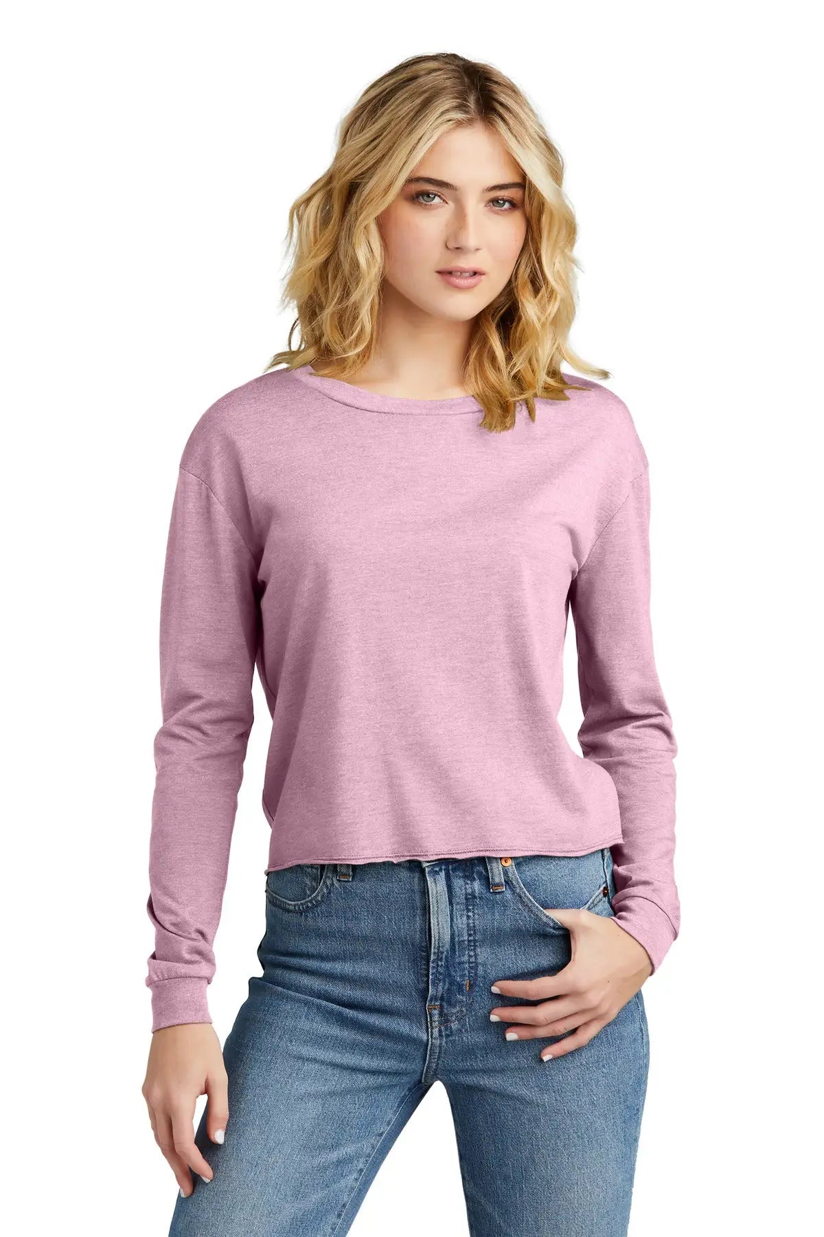 District Dt141 Women’s Perfect Tri Midi Long Sleeve Tee - Wisteria Heather - Ladies Xs