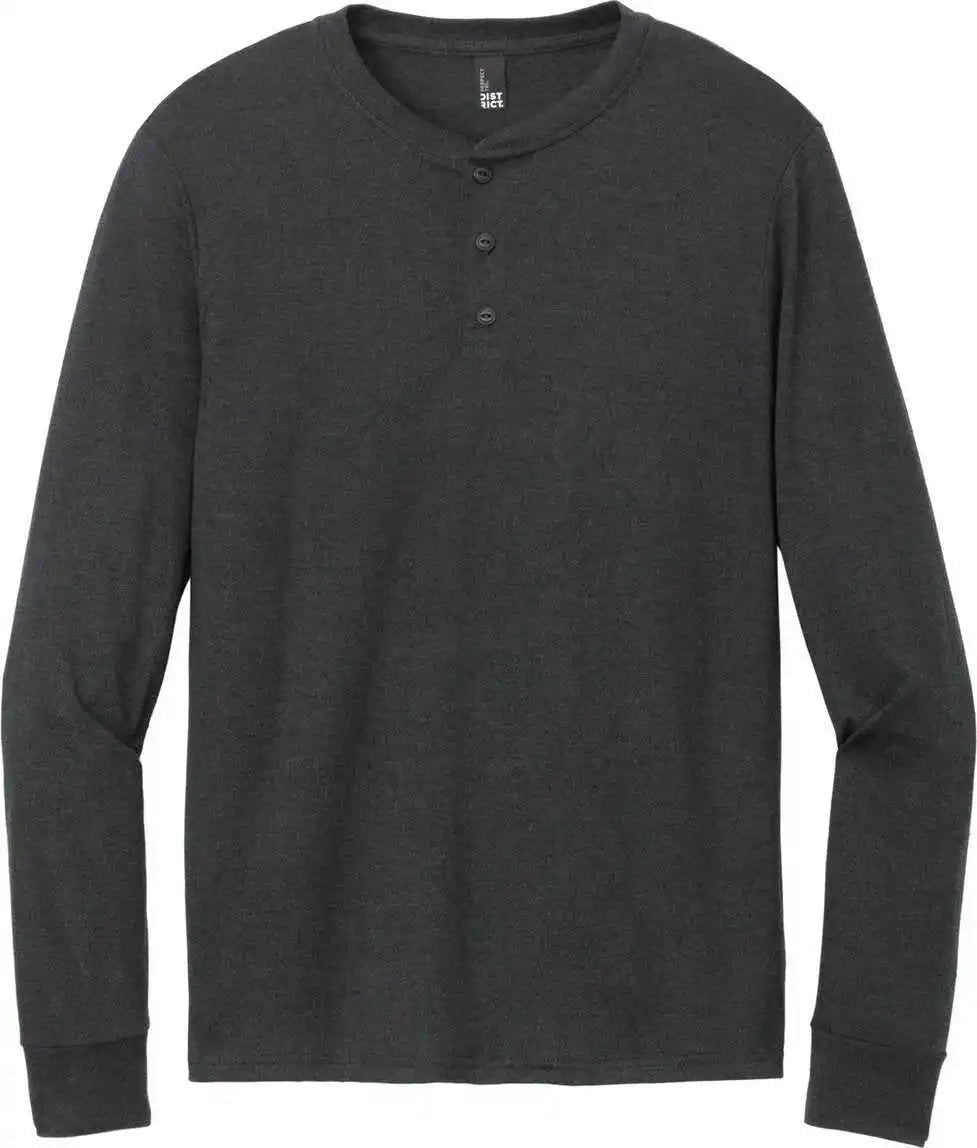 District Dt145 Perfect Tri Long Sleeve Henley - Black Frost