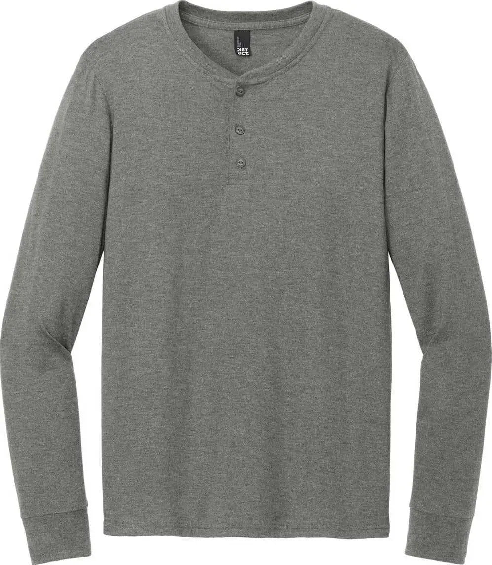 District Dt145 Perfect Tri Long Sleeve Henley - Heathered Charcoal
