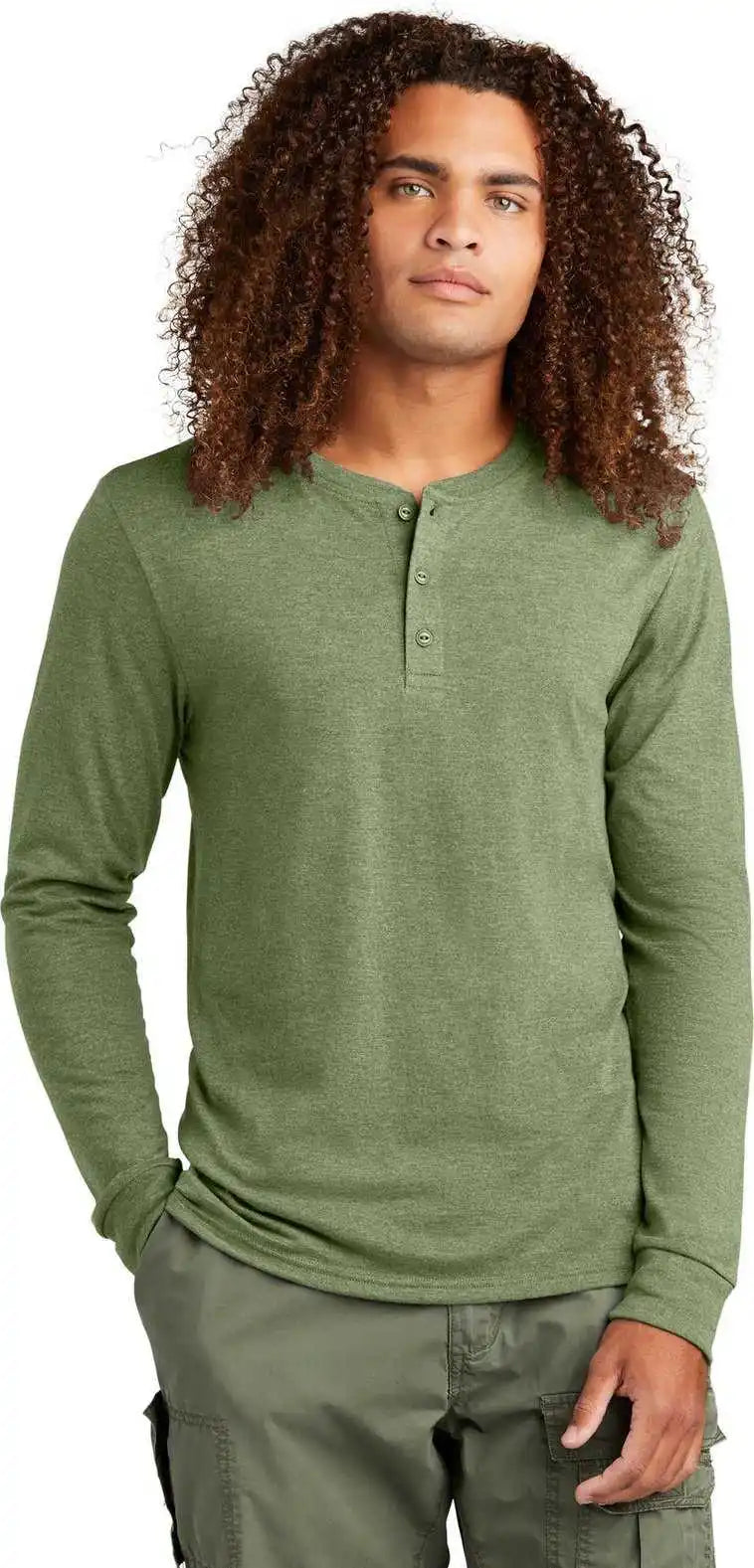 District Dt145 Perfect Tri Long Sleeve Henley Milgrnfst
