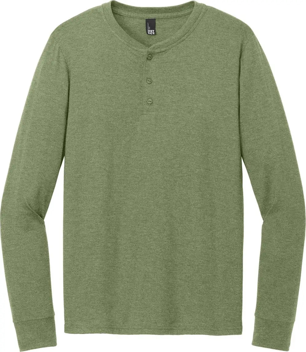 District Dt145 Perfect Tri Long Sleeve Henley - Military Green Frost