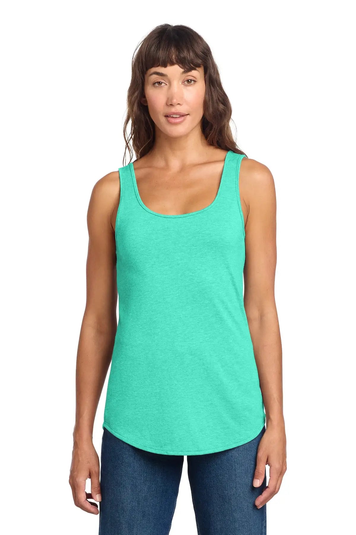District Dt151 Women’s Perfect Tri Relaxed Tank - Aqua Heather - Ladies Xs