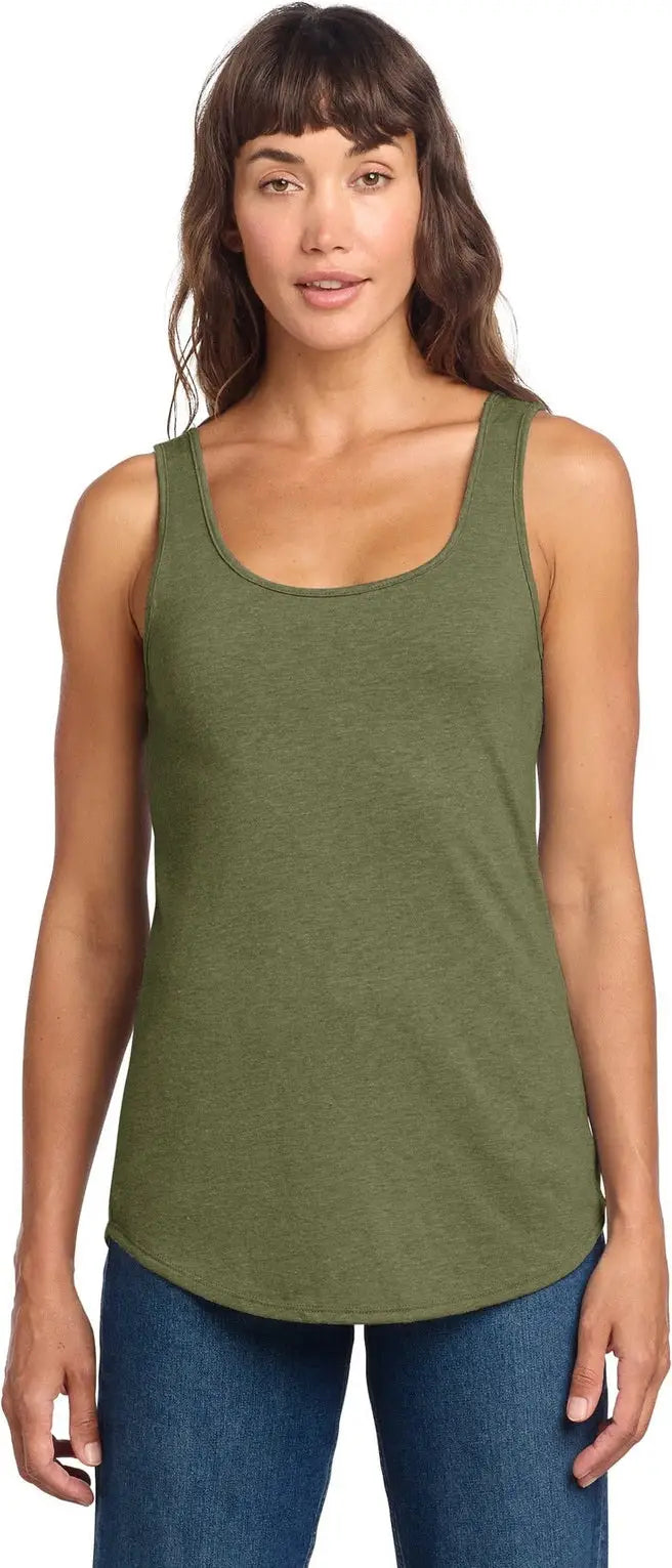 District Dt151 Women’s Perfect Tri Relaxed Tank - Military Green Frost - Ladies Xs