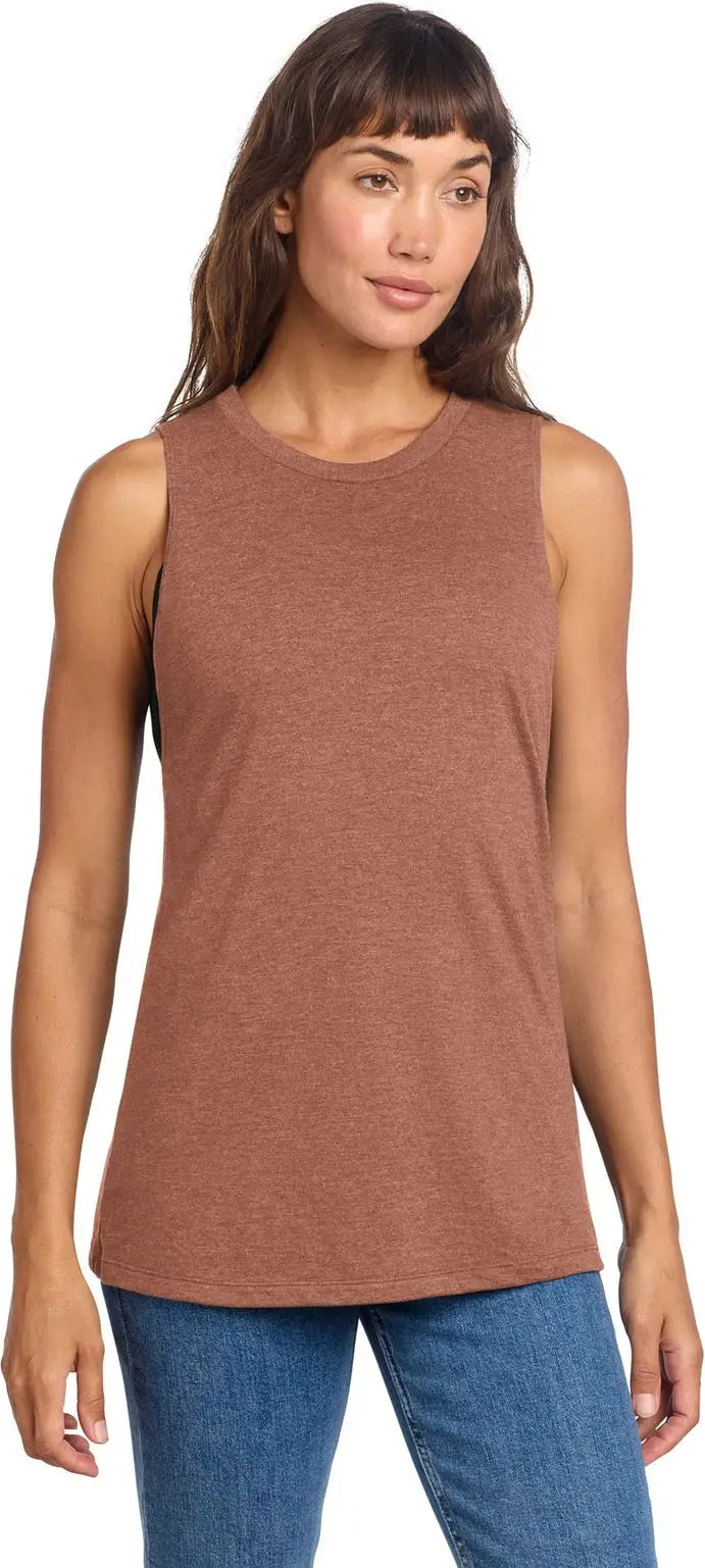 District Dt153 Women’s Perfect Tri Muscle Tank - Heathered Russet - Ladies Xs