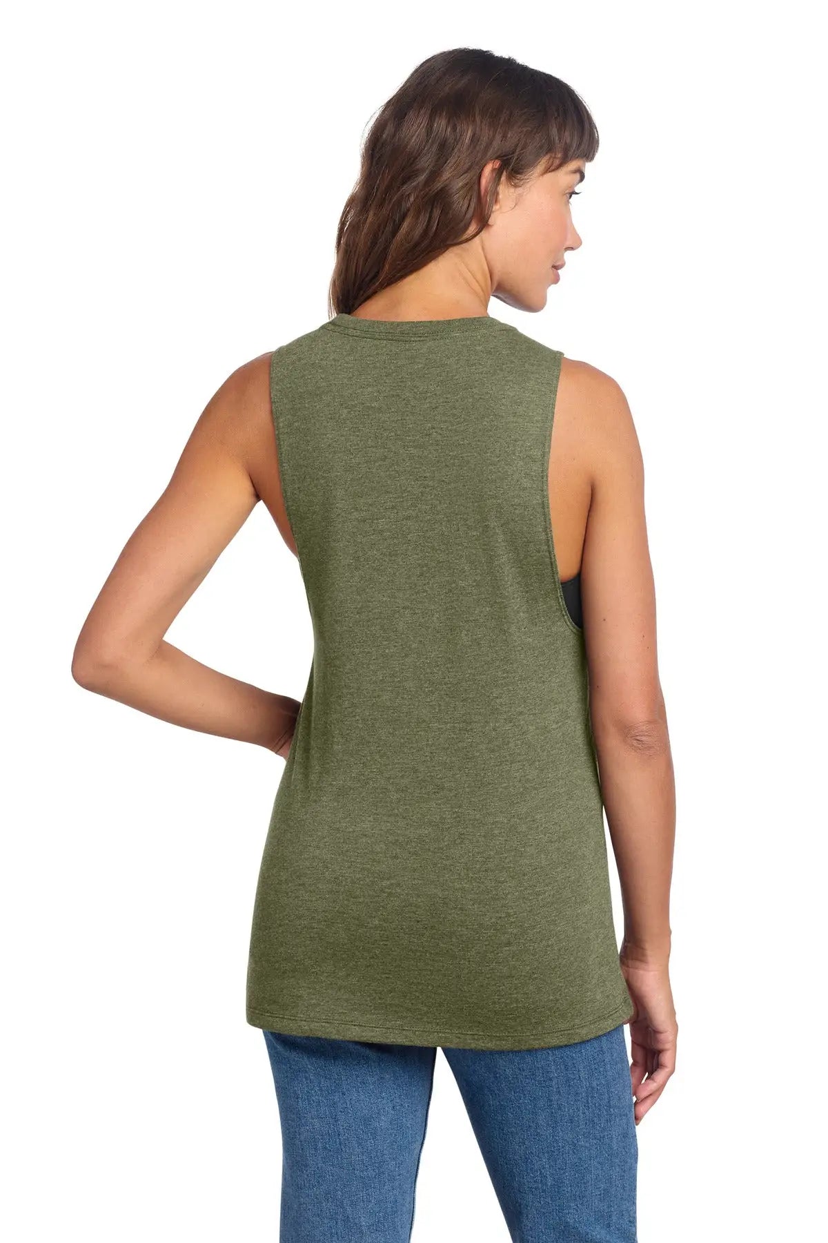 District Dt153 Women’s Perfect Tri Muscle Tank - Military Green Frost