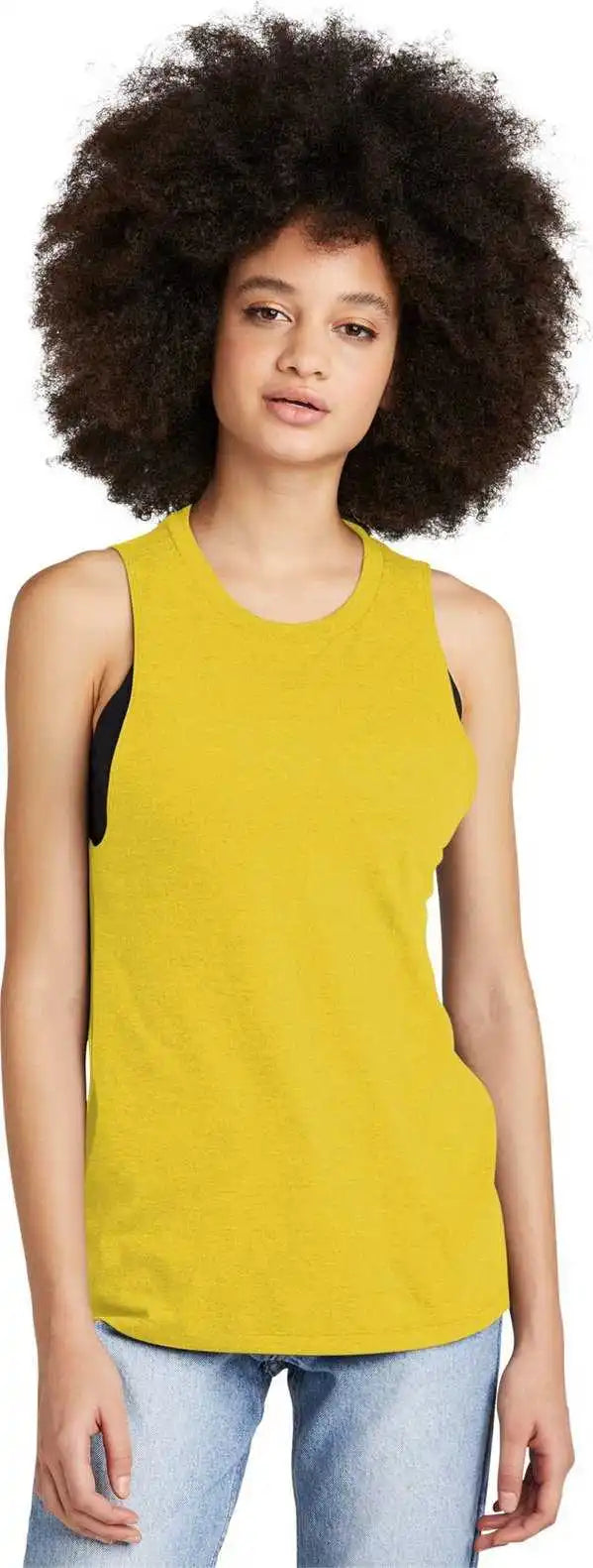 District Dt153 Women’s Perfect Tri Muscle Tank - Ochre Yellow Heather