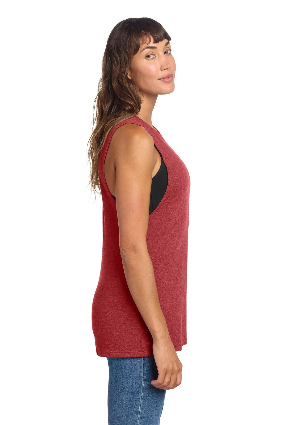 District Dt153 Women’s Perfect Tri Muscle Tank - Red Frost