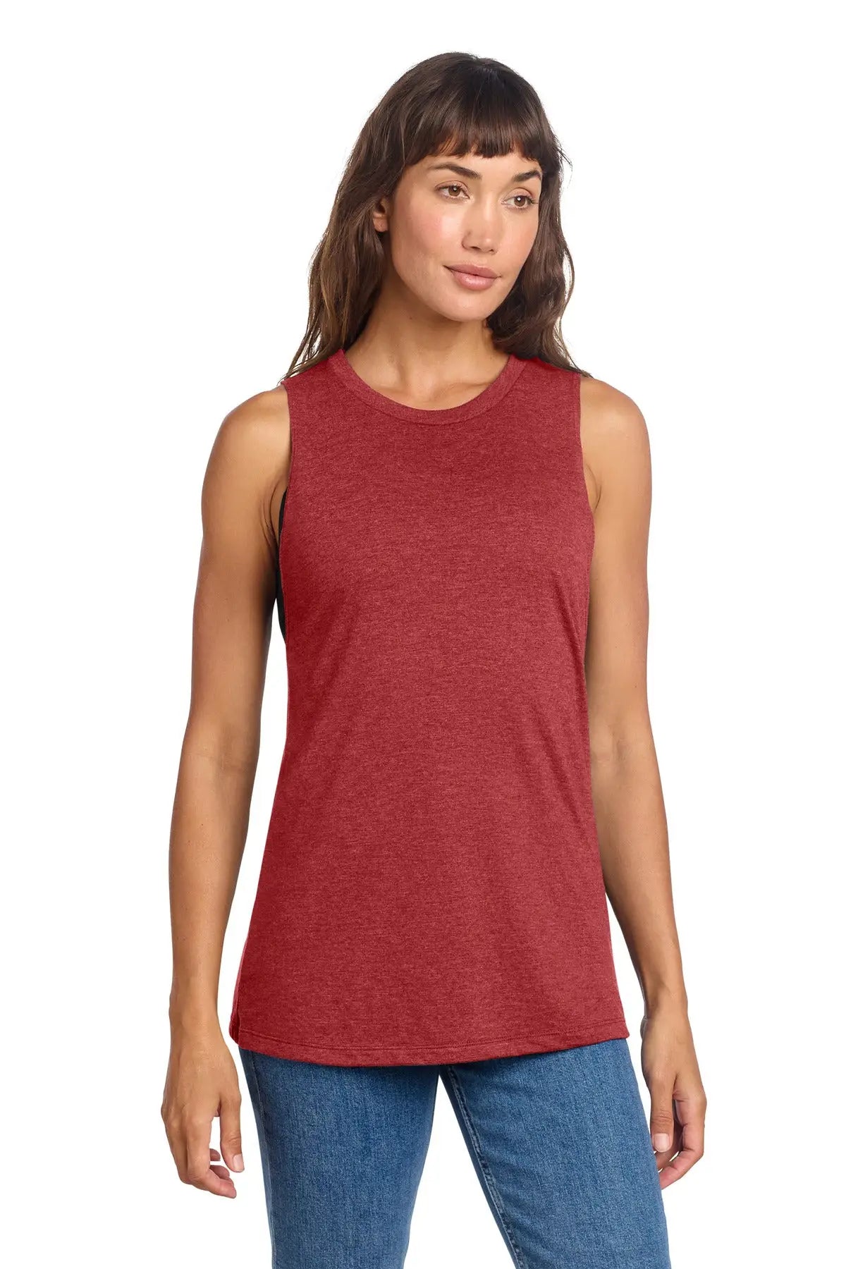 District Dt153 Women’s Perfect Tri Muscle Tank - Red Frost - Ladies m