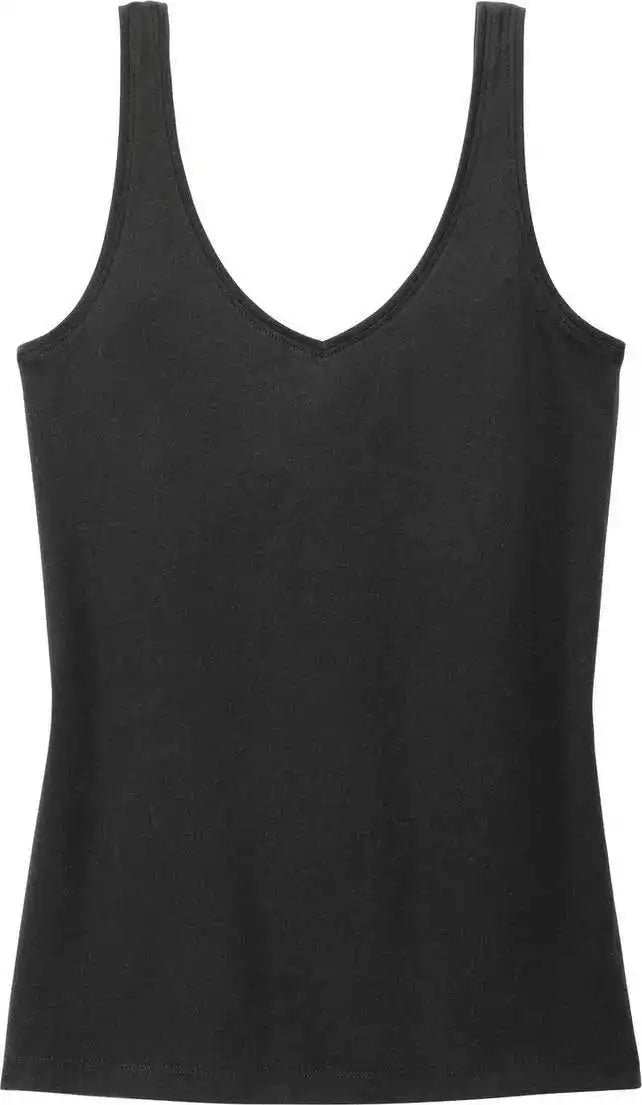 District Dt154 Women’s Perfect Blend Cvc V-neck Tank - Black