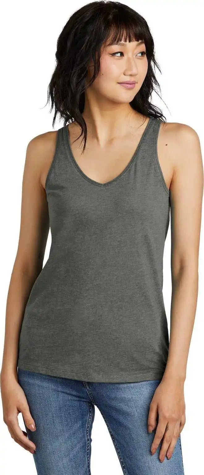 District Dt154 Women’s Perfect Blend Cvc V-neck Tank - Heathered Charcoal