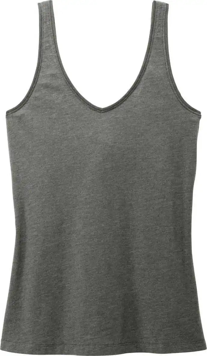 District Dt154 Women’s Perfect Blend Cvc V-neck Tank - Heathered Charcoal