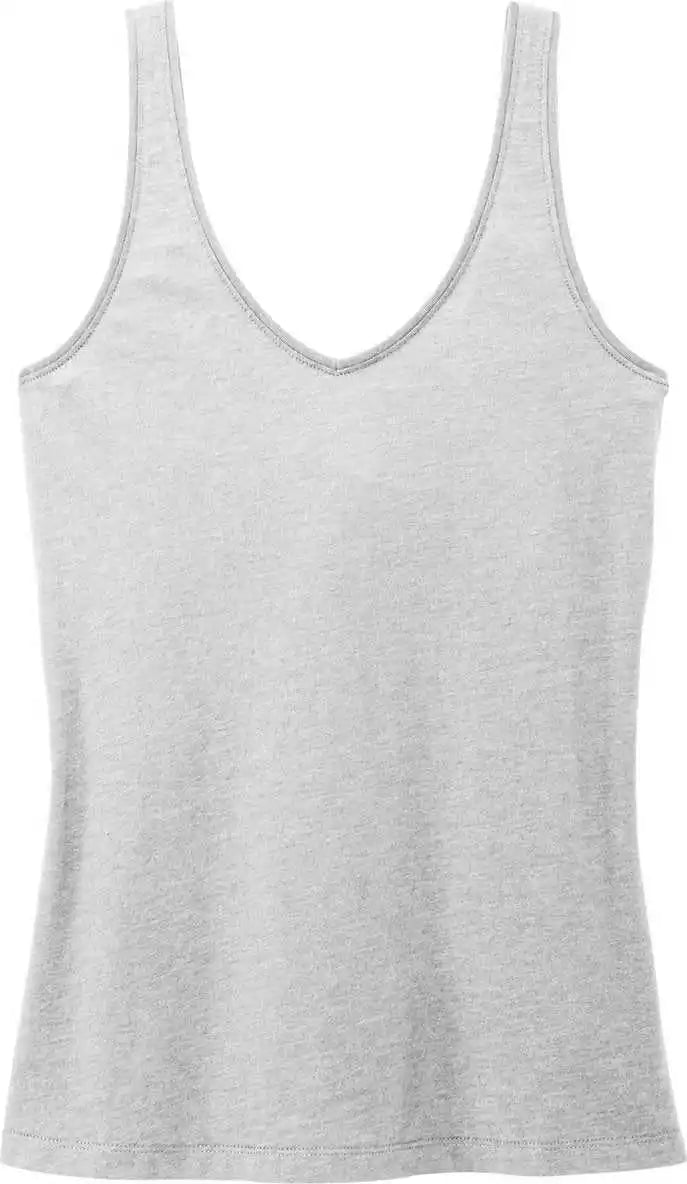 District Dt154 Women’s Perfect Blend Cvc V-neck Tank - Light Heather Grey