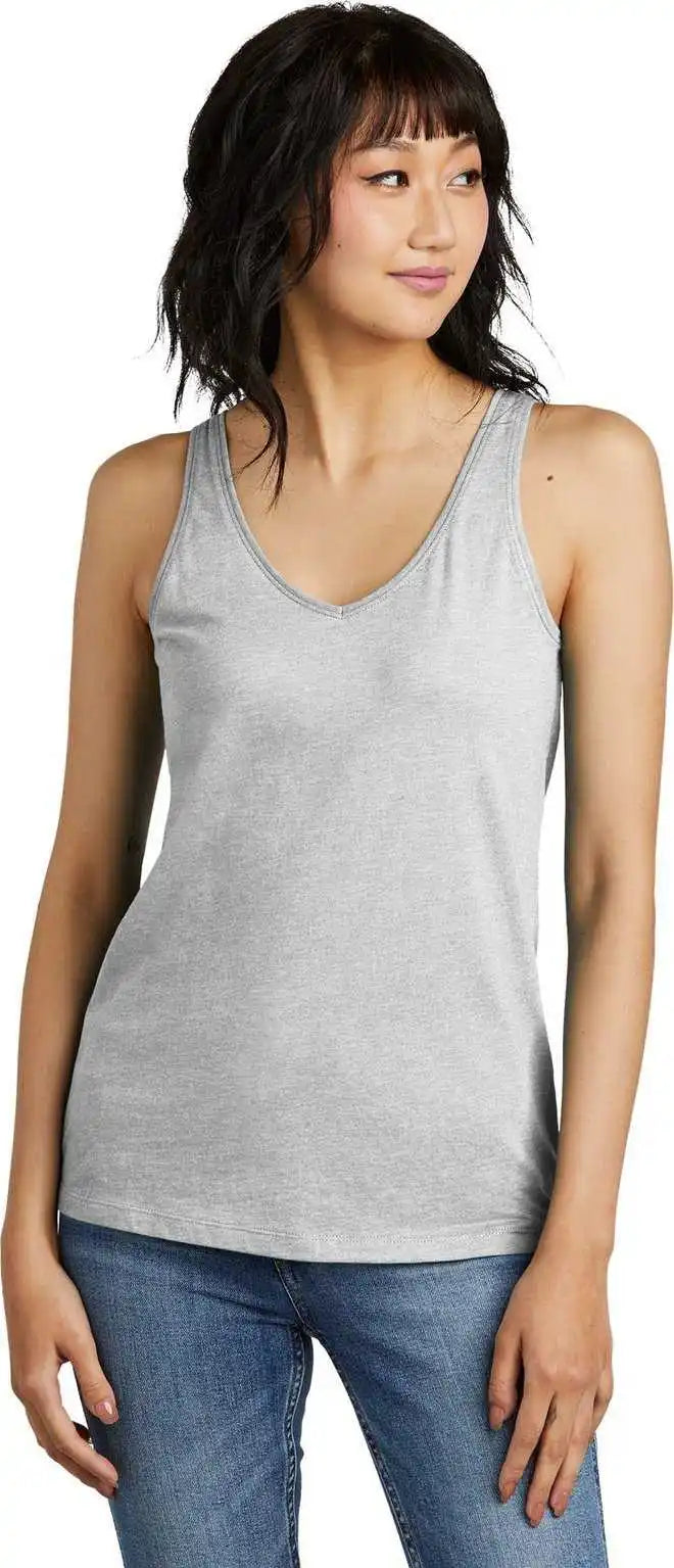 District Dt154 Women’s Perfect Blend Cvc V-neck Tank - Light Heather Grey