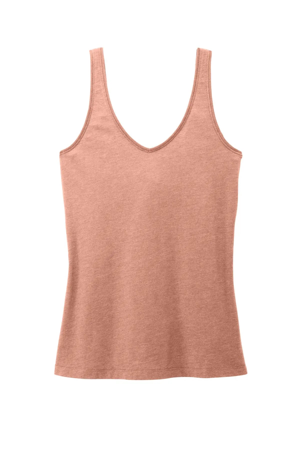 District Dt154 Women’s Perfect Blend Cvc V-neck Tank - Nostalgia Rose Heather