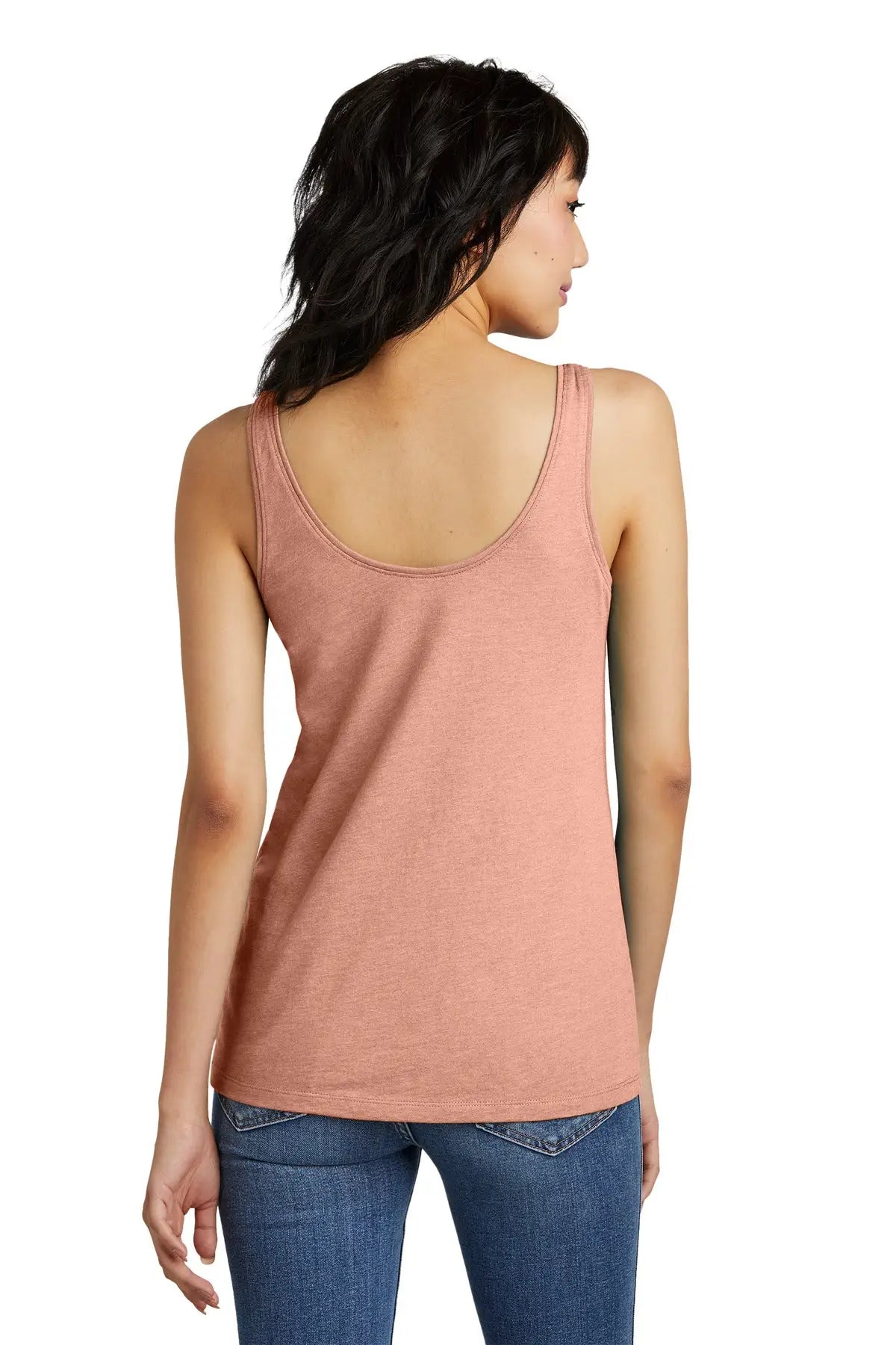 District Dt154 Women’s Perfect Blend Cvc V-neck Tank - Nostalgia Rose Heather