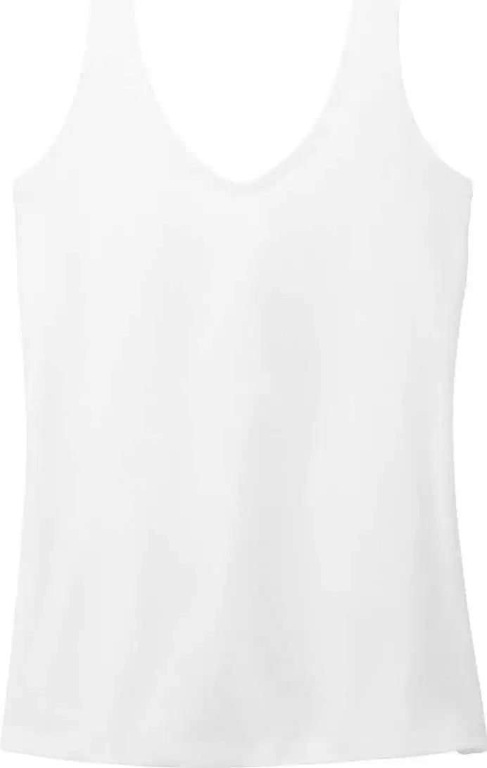 District Dt154 Women’s Perfect Blend Cvc V-neck Tank - White