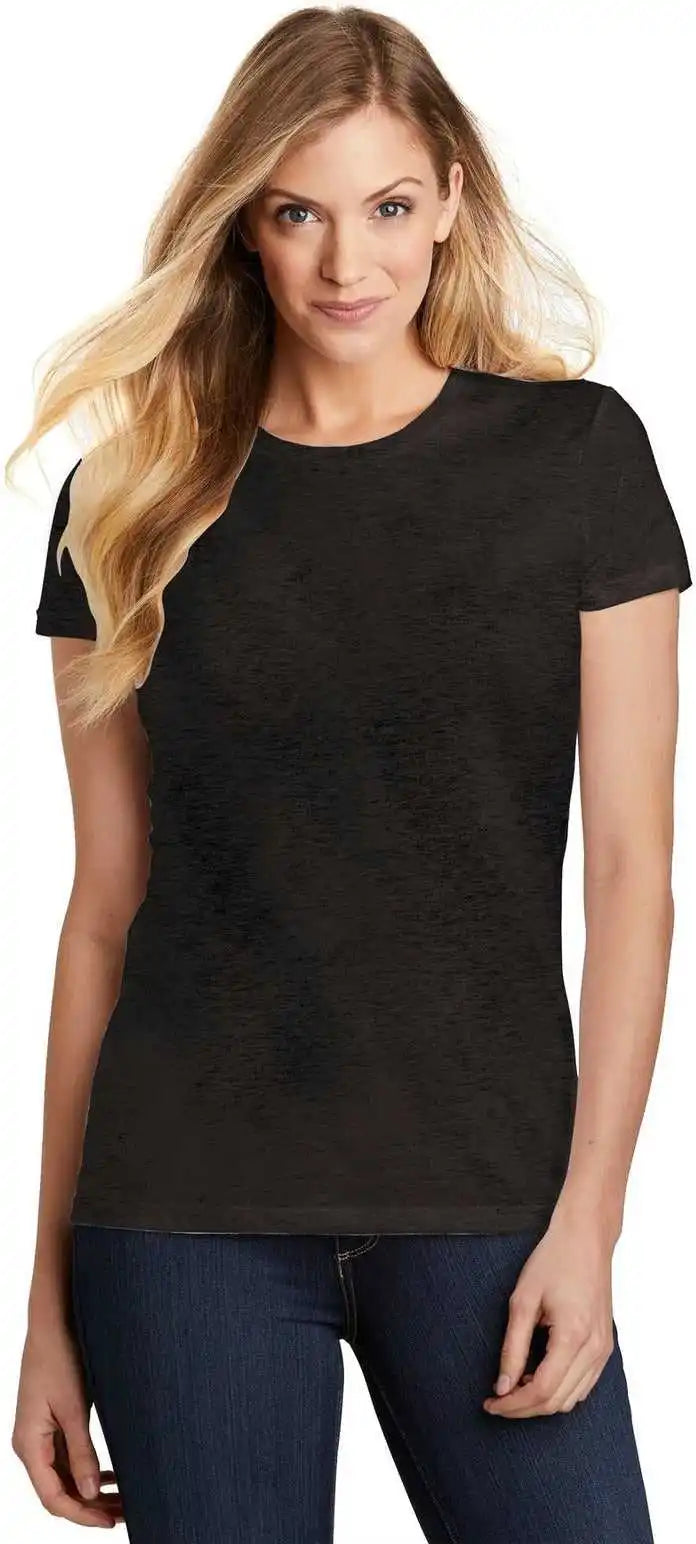 District Dt155 Women’s Fitted Perfect Tri Tee - Black Frost