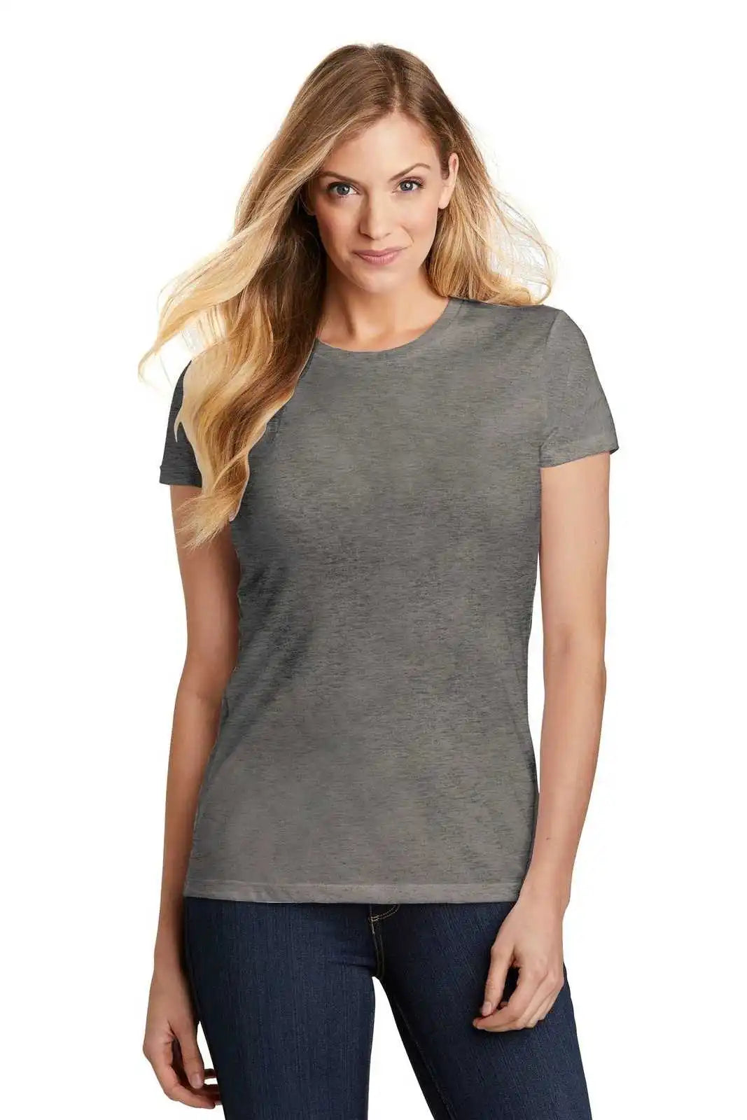 District Dt155 Women’s Fitted Perfect Tri Tee Gray Frost