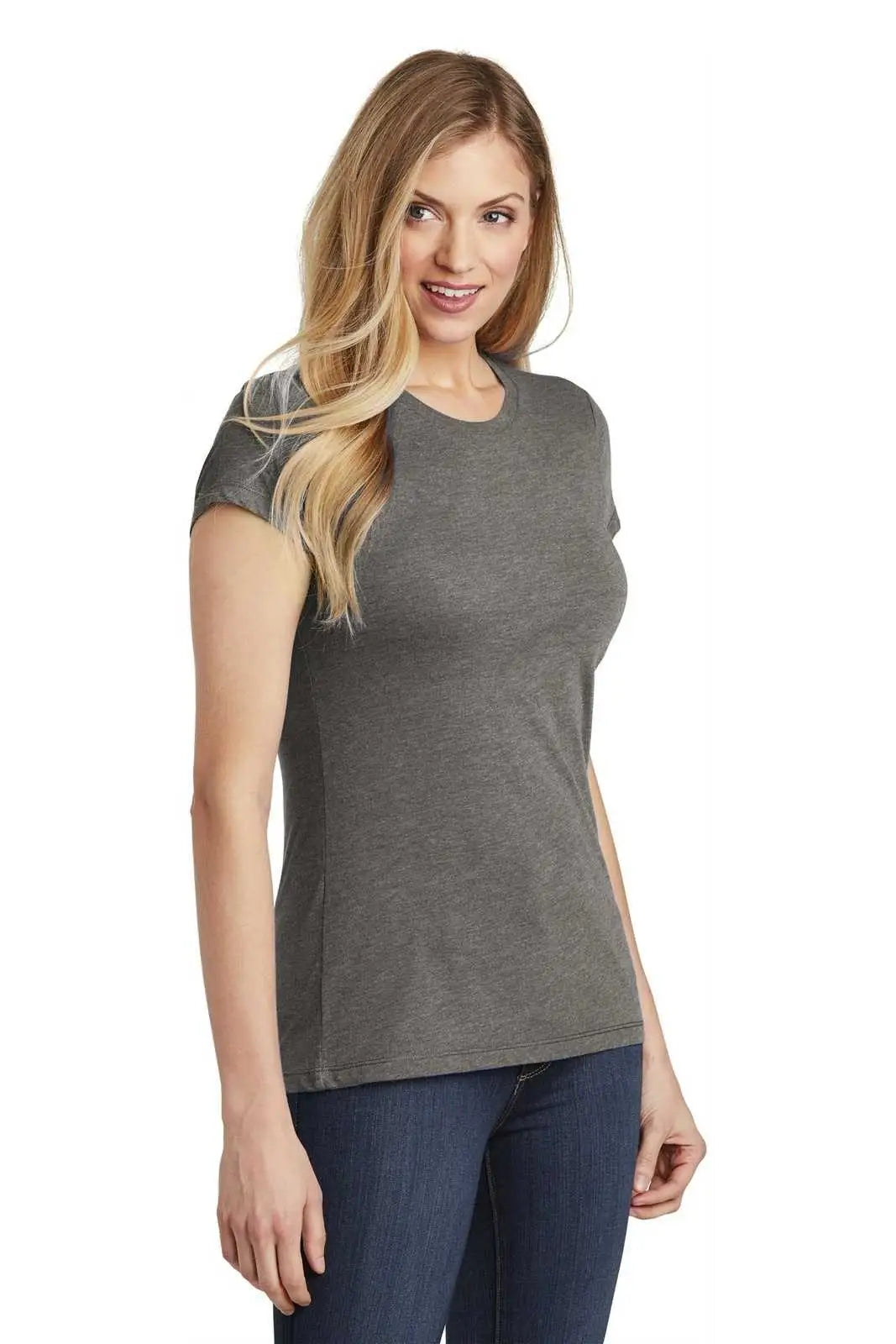District Dt155 Women’s Fitted Perfect Tri Tee - Gray Frost