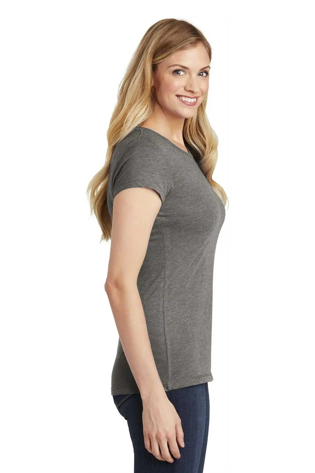 District Dt155 Women’s Fitted Perfect Tri Tee - Gray Frost