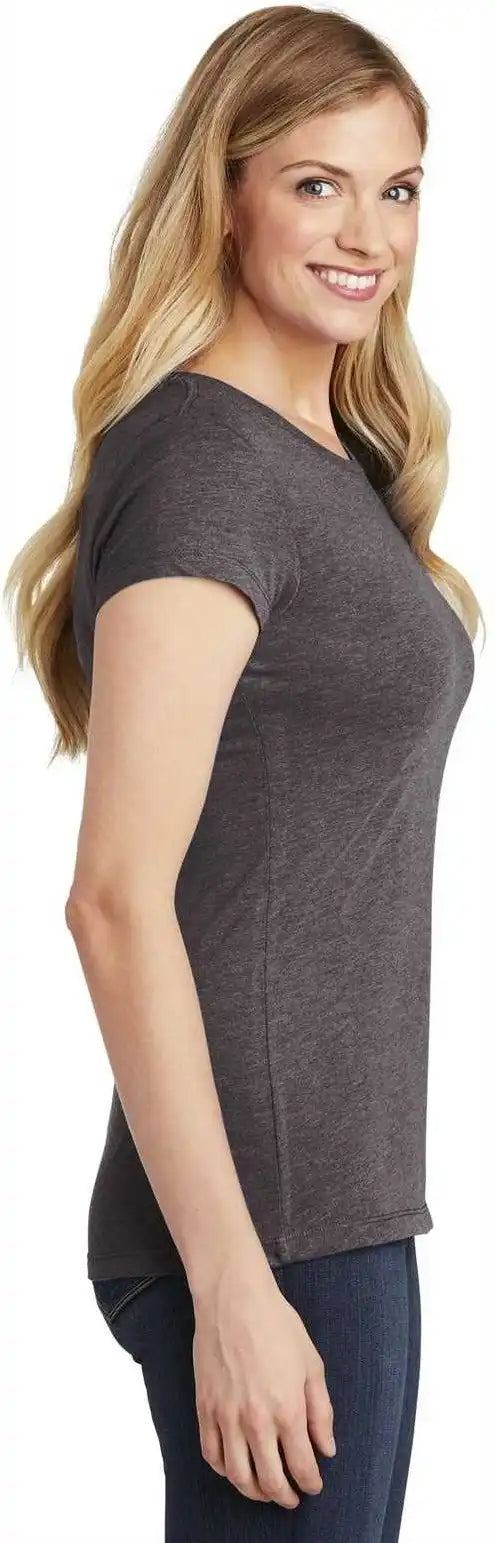 District Dt155 Women’s Fitted Perfect Tri Tee Heathered Charcoal