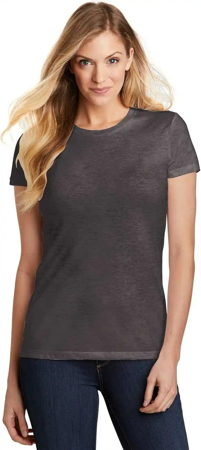 District Dt155 Women’s Fitted Perfect Tri Tee - Heathered Charcoal
