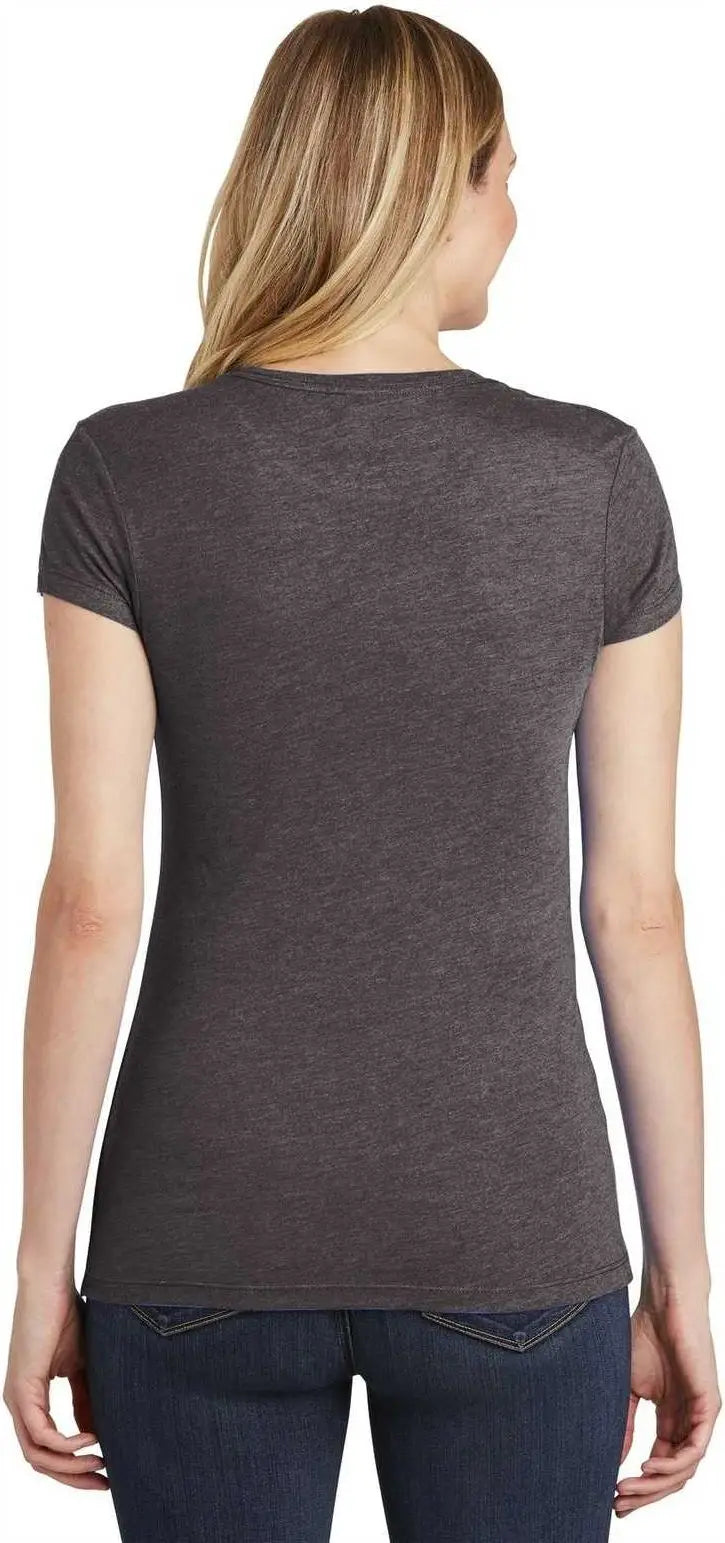 District Dt155 Women’s Fitted Perfect Tri Tee - Heathered Charcoal