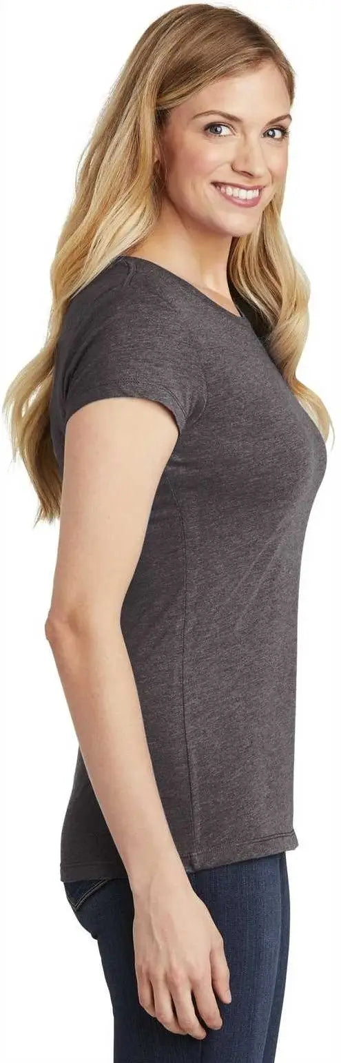 District Dt155 Women’s Fitted Perfect Tri Tee - Heathered Charcoal