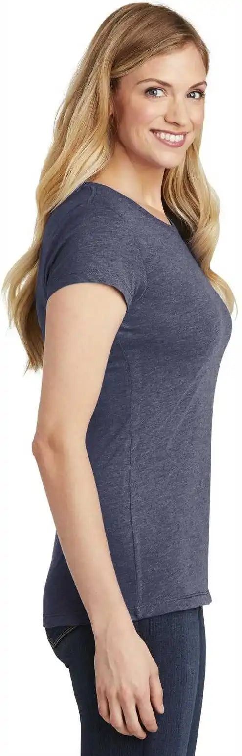District Dt155 Women’s Fitted Perfect Tri Tee Navy Frost