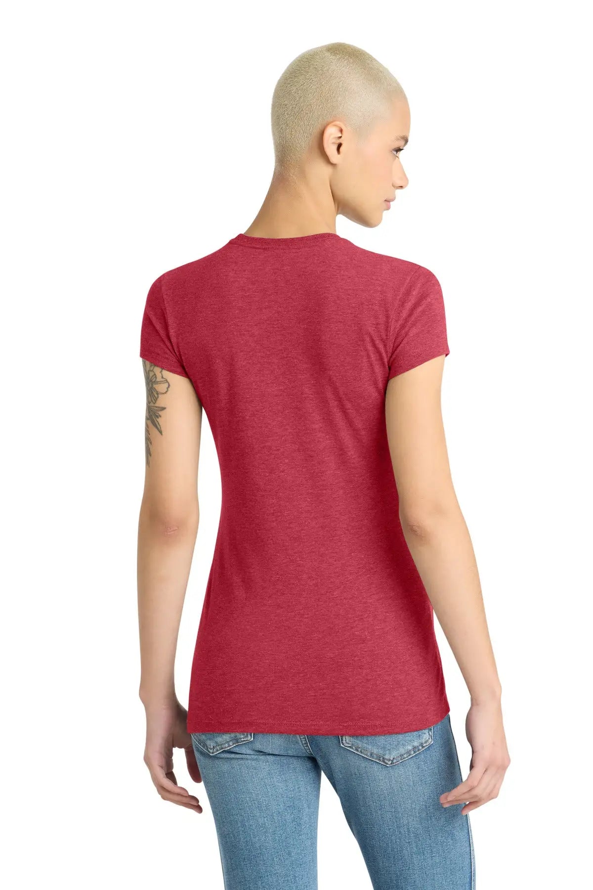District Dt155 Women’s Fitted Perfect Tri Tee - Red Frost